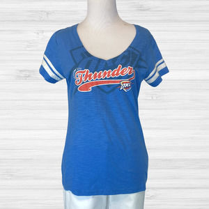 Collectable OKC Thunder MEDIUM T-Shirt NBA Basketball Blue w/ Orange Bling